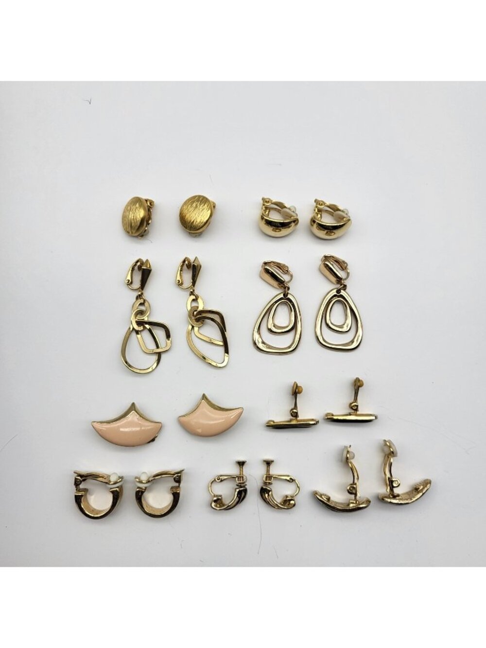 Vintage Clip Earrings Lot collection Estate bundle enamel goldtone dangles